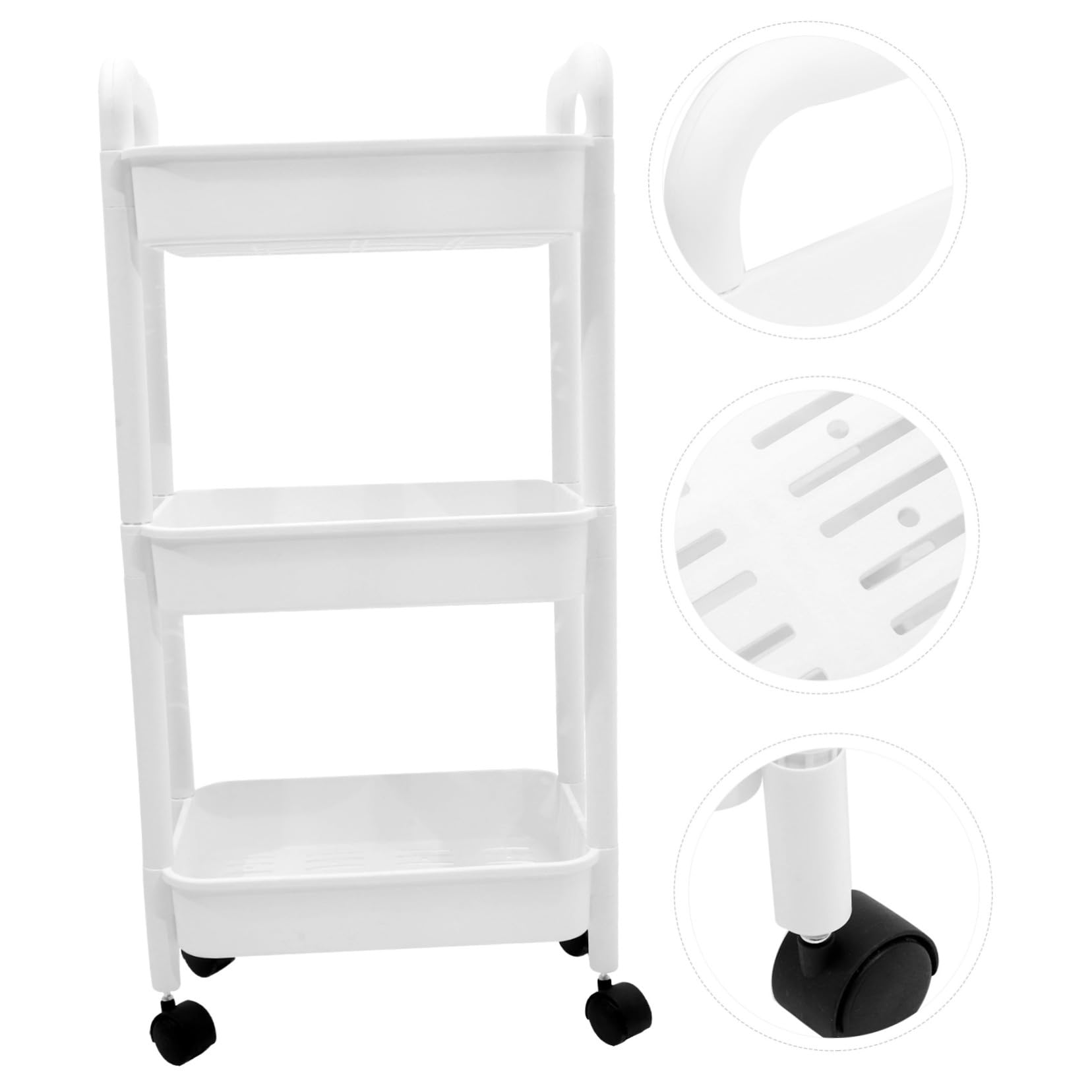 VICASKY Carrello Mobile Multiuso con 3 Ripiani Stretti in Pp Bianco Design Semplice ed Elegante Struttura Robusta e Portatile per Bagno e Ufficio