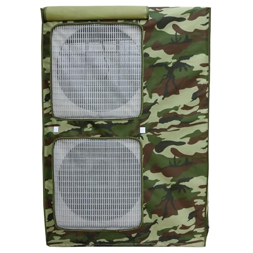 エアコン室外機カバー、冬用室外機 日除け、大型二層式室外機用、2つの通気口付き、大型エアコンに最適 遮熱 遮光 防音 断熱材 日よけ 遮熱シート(Green,92x125x35cm/36x49x13in)