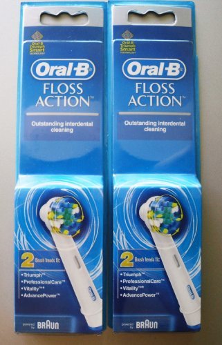 braun vitality brush heads - Oral B Floss Action Replacement Brush Head / 4 Heads (4 Ct) Powered By Braun