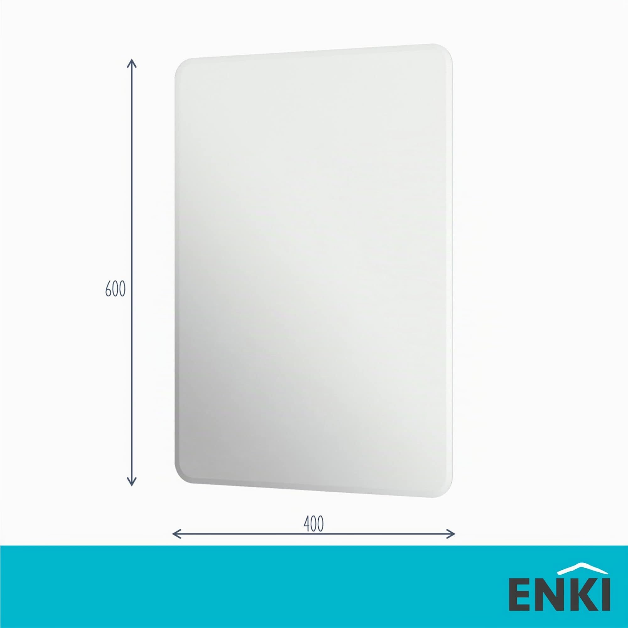 ENKI, Horizon BM033 Miroir rectangulaire avec Coins arrondis 400 x 600 mm