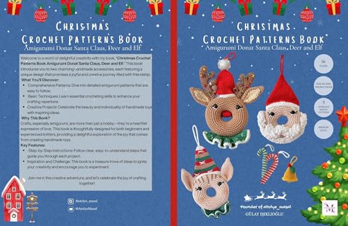 Christmas Crochet Patterns Book Amigurumi Donat Santa Claus, Deer and