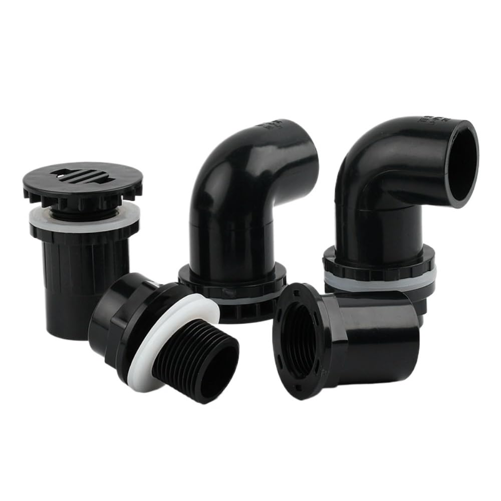 Raccords pour tuyaux en PVC Raccords coudés à 90 degrés en PVC Noir, 20-50 mm, for Irrigation d'aquarium et de Jardin(Style 1(i D),40Mm(1Pc))