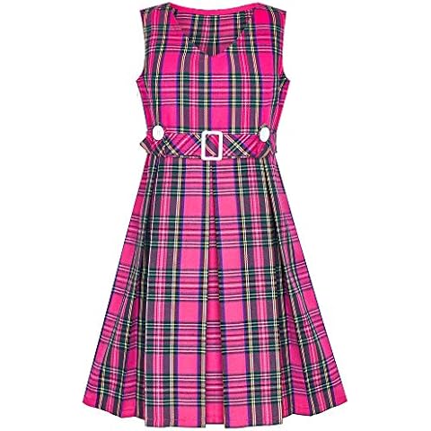 Sunny Fashion Pink Tartan School Dress Cover