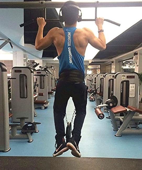 HemeraPhit Weighted Chin Up Belt with Chain Dip Belt Powerlifting Strength Training Pull Up Belt Waist Back Support