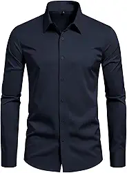 Camisa social masculina slim fit, sem rugas, formal, casamento, manga comprida, abotoada