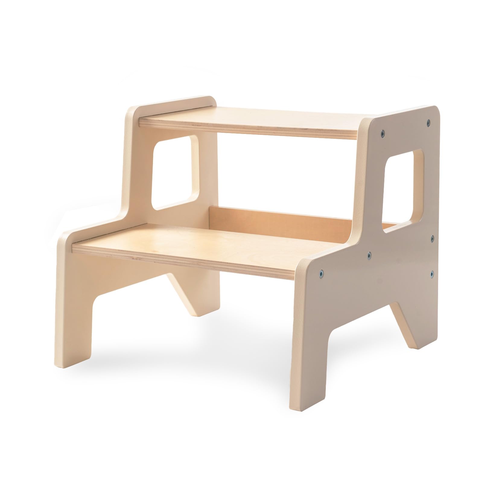 OgiOgi Toddler Step Stool, 2 Step Wooden Toddler Kitchen Stool Helper for Bathroom Sink, Toilet & Potty Training, 330lbs Capacity Stools for Kids with