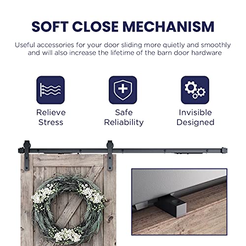 Image of 6.6ft Soft Close Heavy Duty Sturdy Sliding Barn Door Hardware Kit - Smoothly and Quietly - Simple and Easy to Install - Includes Step-By-Step Installation Instruction -Fit 36''-40 inch Door Panel(J Shape) | Smoothly and Quietly Sliding - Simple and Easy to Install-Includes Step-by-Step Installation Instruction, J Shape