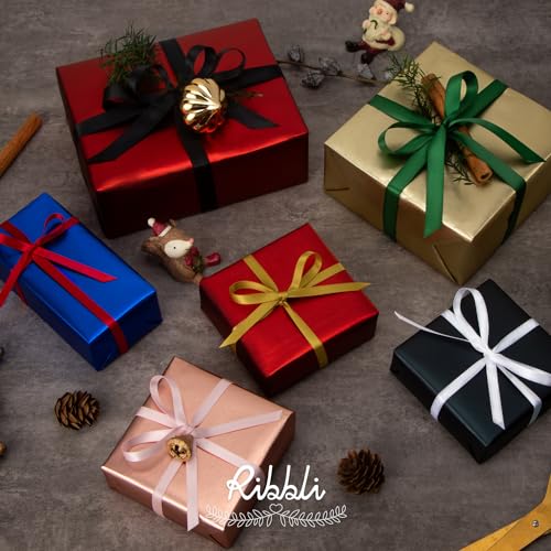 image for Ribbli Red Satin Ribbon Double Faced Satin 1/2 inch x Continuous 50 Ya