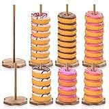 Cididu 8 Pieces Wood Donut Stand, Bagel Stand Holder Display for Dessert Table, Detachable Rustic Donut Sticks Display Tower for Wedding Birthday Parties Decorations Supplies (2 Sizes)
