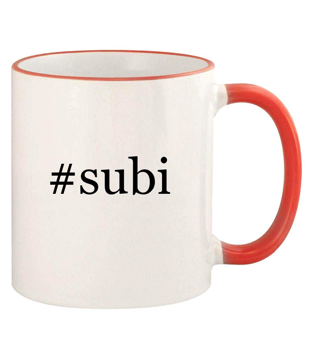 #subi - 11oz Hashtag Colored Rim and Handle Coffee Mug, Red