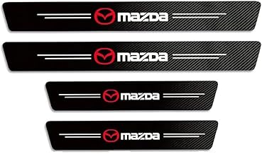 Pack of 4 Car Carbon Fibre Door Sill Protectors for Mazda 3 5 6 CX-3 CX-30 CX-5 CX-50 CX-60 CX-7 CX-8, Car Door Sill Protection with Logo, Carbon Fibre Car Door Entry Protection Sticker