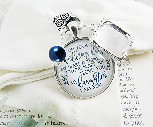 Bouquet Charm On Your Wedding Day Remembrance Of Mom Dad For Daughter White