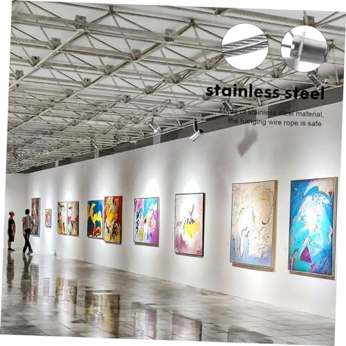Image of Stainless Steel Wire Rope Hanging System for Pictures and Lights Adjustable Gallery Display and Versatile Steel Cable Hangers