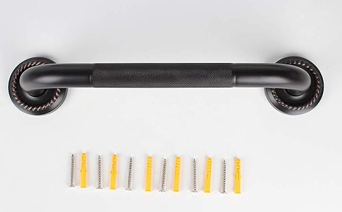 Miniatura 2 de Barra de agarre de 20 pulgadas con pasamanos antideslizante, latón macizo, bronce aceitado, reposabrazos de construcción resistente, riel de