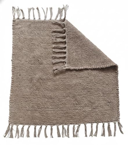 Image of Pooja Pure Cotton Hand Knitted Reversible Aasan Mat (Beige, 19 inchx19 inch | 48x48cm)