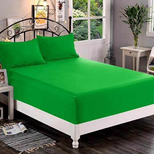 Elegant Comfort 1500 Premium Quality Fitted Sheet Ultra Soft 18-24 Inch Extra Deep Pocket - Single Fitted Sheet for High Mattress - Wrinkle Free with Smart Storage Pockets, Queen, Emerald Green