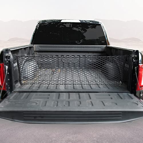 Truck Bed Cargo Net Truck Bed Storage Net Organizer Envelope Cargo Net Elastic Mesh Net Pickup Truck Bed Divider Compatible for 2013-2022 Chevy Silverado WT LS LTZ F150 F250 (49x15.7 Inch)