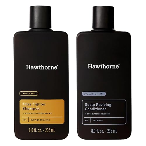 Hawthorne Curl Revive Juego de champú y acondicionador. Juego de champú y acondicionador para cabello rizado para hombre con champú Frizz Fighter y