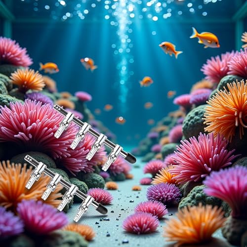 Image of 2 Pcs Silver 4-Way Air Flow Control Lever Valve with Airline Tubing Connector for Aquarium, Air Pump Accessories