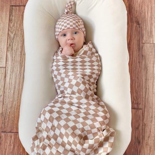 Lifetree BB13.77-BEARCHECKERED Muslin Swaddle Blankets Neutral, Baby Swaddling Wrap Nursery Blanket thumb #4