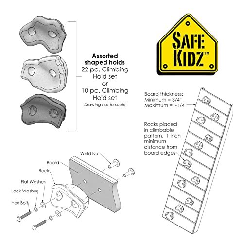 image for Safe Kidz 10 Assorted Deluxe Rock Climbing Holds for Kids :: Outdoor C