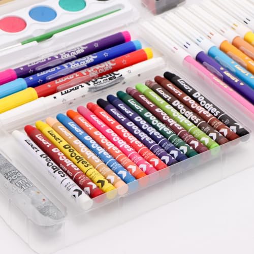 Image of Luxor Doodles Super Combo Art Set - Ignite Imagination with Diverse Crayons, Sketch Pens, Water Colors, Glitter, Glue, Eraser & Sharpener, Ultimate Creative Kit for Kids' Artistic Adventures
