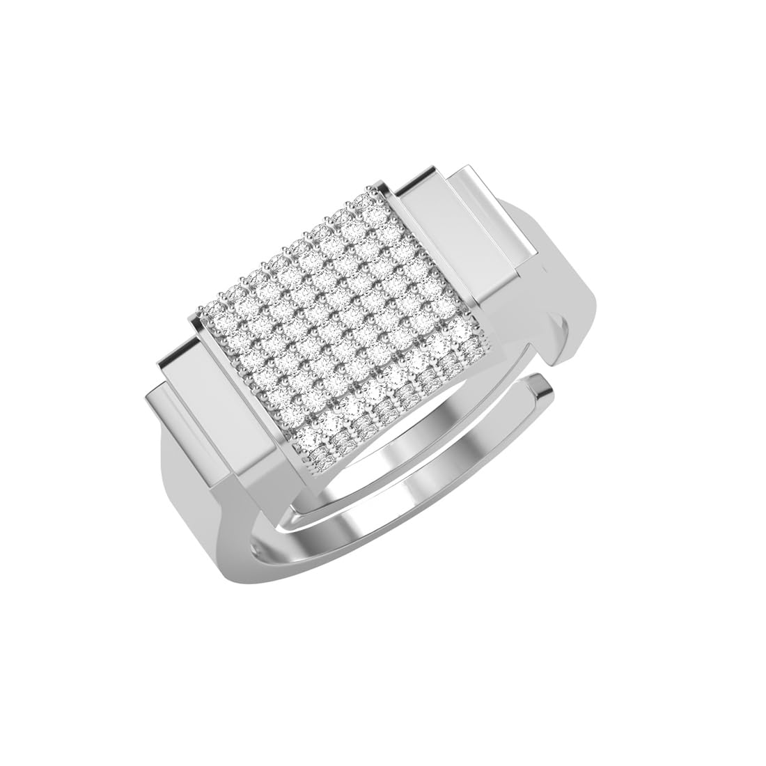 ClaraPure 925 Sterling Silver Magnus Men Ring |Size Adjustable, Platinum Plated, Swiss Zirconia | Gift for Men & Boys