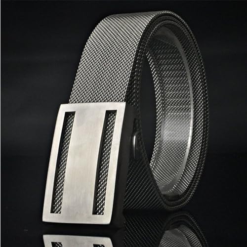 Ratchet Metal Belts for Men,No Leather Stainless Steel Braided Business Belt with Automatic buckle3