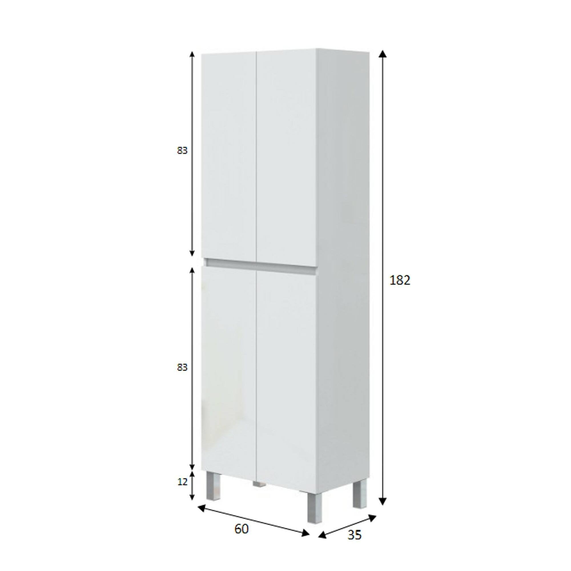 Dmora Armadio Multiuso Grande Sarat 60x182h cm Bianco Lucido 3 Ripiani Apertura Battente, 5 Vani