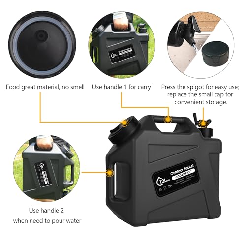COOZMENT 3.2 Gallon/5 Gallon Water Containers with Spigot, BPA Free Water Jug, Military Green Water Tank, Multifunction Water Storage Containers for Camping Outdoor Hiking,Emergency Storage - Image 5