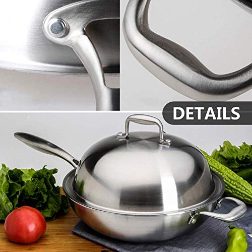 Wok de acero inoxidable con tapa y mango miniatura 3