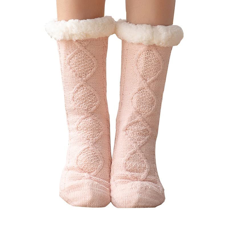 Chausson Chaussette Femme Polaire Antidérapante , Chaussettes Antidérapantes Fourrées Sfit Antidérapantes Slipper Maison Hiver Chaud Douce Polaire Epaisse Thermique Chaussette De Sol Peluche Nuit#325