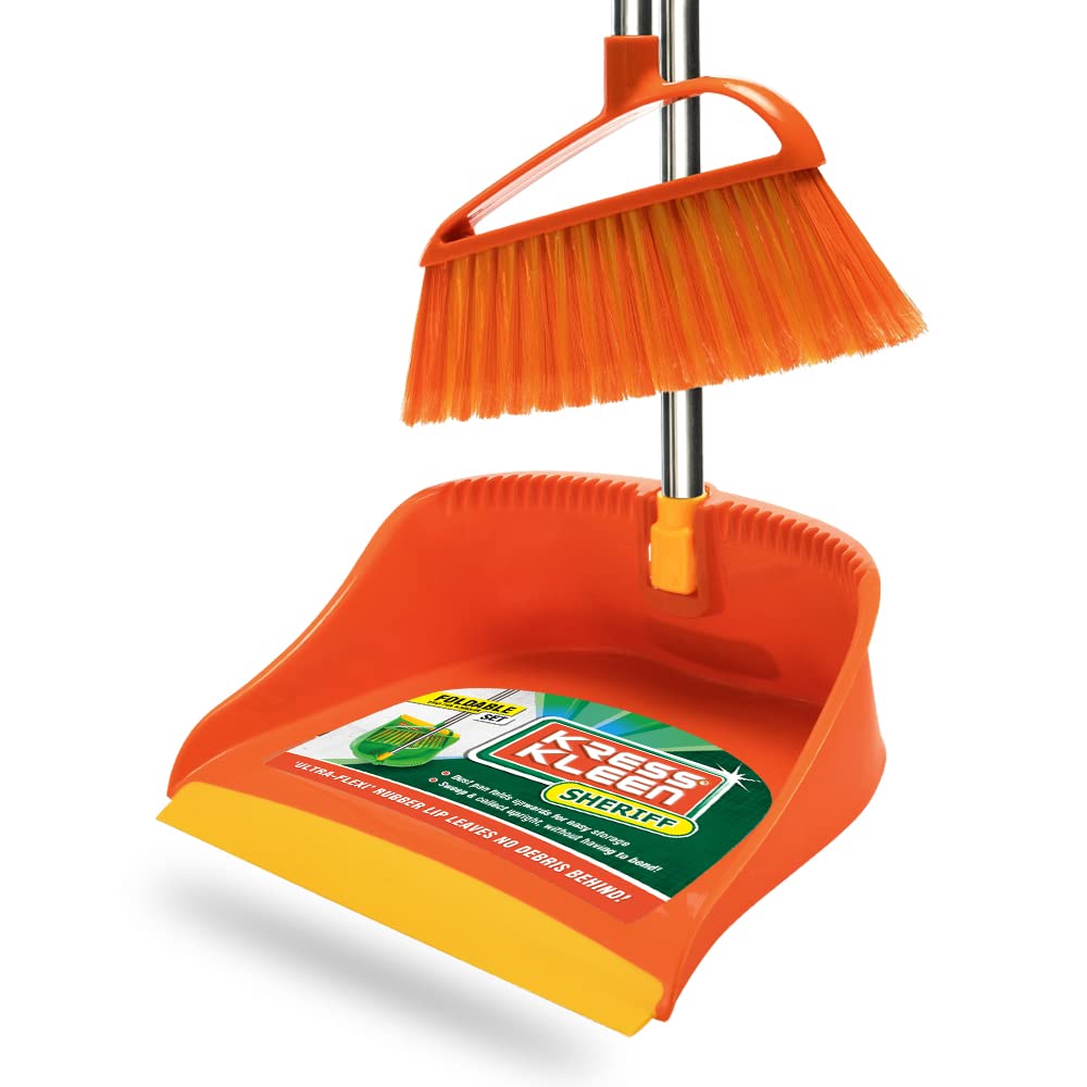KRESS KleenFoldable Dust Pan and Broom Set, Assorted Color, K-8066
