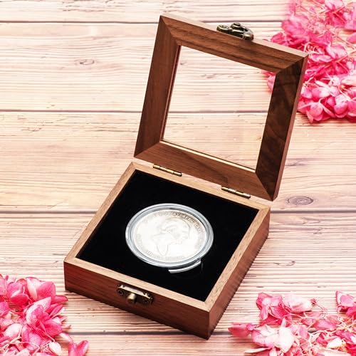 Caja exhibidora de madera para 2 monedas miniatura 6