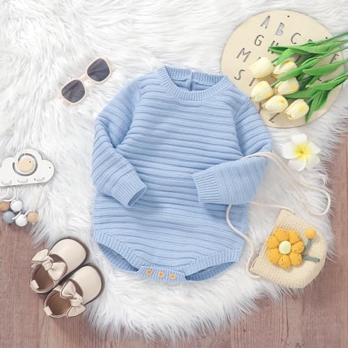 Newborn Baby Girl Boy Knitted Romper Sweater Long Sleeve Knit Oversized Bodysuits Sweatshirt Fall Winter Clothes3