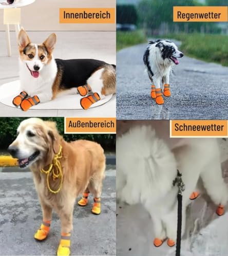 BnbnPup Hundeschuhe Pfotenschutz Outdoor Krallenschutz Für Hunde Hunde Schneeschuhe Mit Anti-Rutsch Sohle Reflektierendem Riemen-M