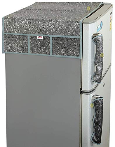 Image of Yellow Weaves Exclusive Decorative Fridge Top Cover and 2 Handle Covers + 3 Fridge mats