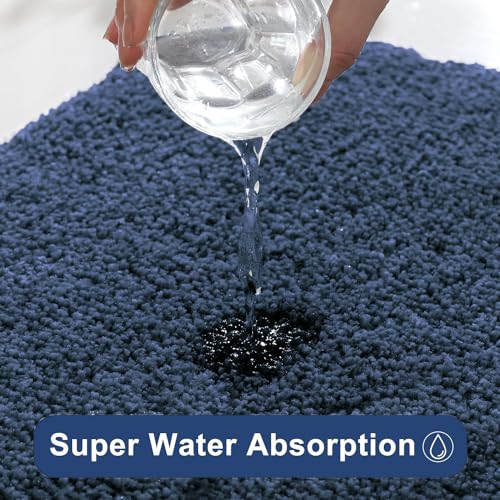 Image of Flooring India Co Newman Rectangular Bath Mat 2500 GSM Super Soft Microfiber Anti Skid Slip Water Absorbent Bathroom Mats for Bedroom, Home, Door (60x90 cm, Blue)