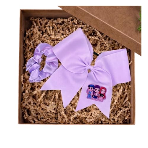 K-Pop Inspired Large Hair Bow with Matching Scrunchie – Purple Bow...