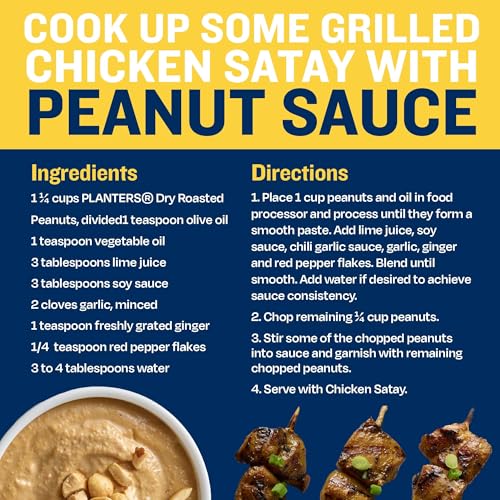 Image of PLANTERS Dry Roasted Peanuts, 34.5 oz Resealable Plastic Jars (Pack of 6) - Peanuts with Sea Salt - Peanut Snacks - Shareable Snacks - Great School Snack or Work Snack - Kosher
