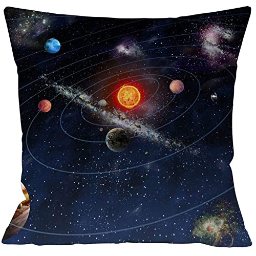Guhoo Space Planet Outdoor Throw Pillow Covers 3D Universe Solar System Linen Square Cushion Cover Accent Pillows Case 18X18 Inch Set Of 4 For Living Room Sofa Couch Bedroom Home D¨¦Cor #TOP3