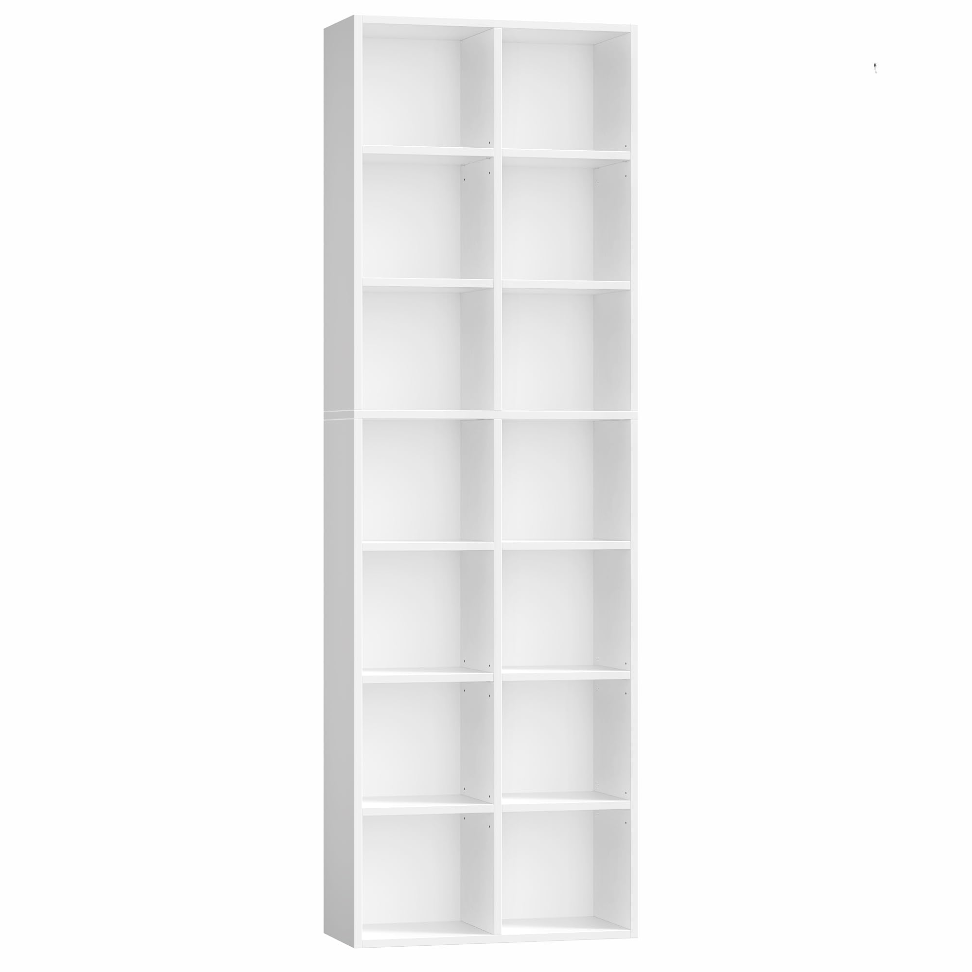 Photo 1 of ***MISSING HARDWARE***FOTOSOK 71'' Tall Bookshelf with 14 Cubes, 7 Tier Double Wide White Bookshelf with 6 Adjustable Shelves, 19.6" Narrow Bookcase DVD/CD Media Storage, Space Saving Display Shelf Cabinet, White