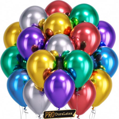 Image of Bezente Pro Duralatex Metallic Chrome Extra-Thick Balloons 120 Pack 10 inch