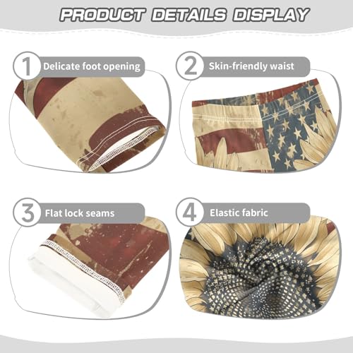 Toddler Girls Leggings Printed Yoga Pants Leggings Vintage Sunflower with American Flag for Kids3