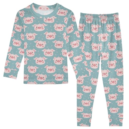 ALAZA Hippopotamus Leaf 2 Piece Pajama Set Long Sleeve Top and Pants Sleepwear Unisex
