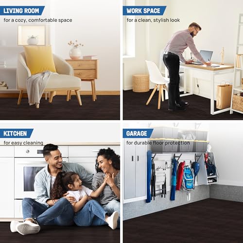 Image of Yes4All EVA Interlocking Mats, Puzzle Floor Tiles, Foam Floor Padding with Border for Furniture, Home Space, Living Room, Garage