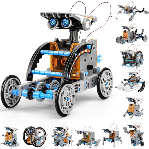 VEPOWER Juguetes Robots para Niños, 12 en 1 Stem Kit de Montaje Robótico Accionamiento Dual Solar y de Batería, Kits de Experimentos de Bricolaje para 8 a 13 Años(190 Piezas)