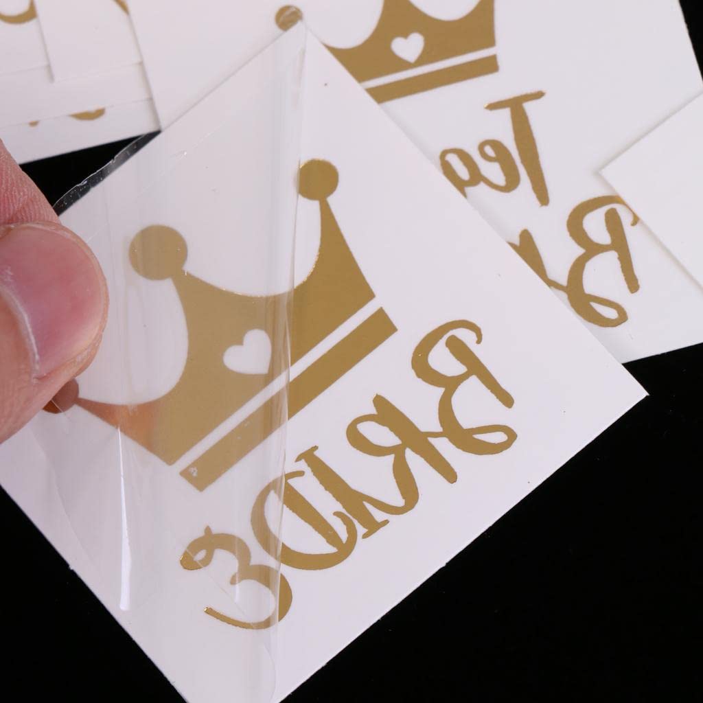 GAH 12x Metallic Team Bride Groom Temporary Tattoos Wedding Stickers Gold 2-image-26