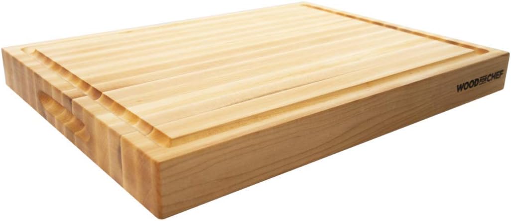 Medium Wood Cutting Board from North American Maple - A Reversible Butcher Block that Comes with Juice Groove for Cutting Meat and Juicy Veggies Easily - Maple Chopping Board - 16x12x1.5 inches