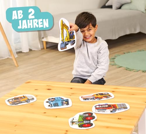 Noris 6 erste Puzzles Fahrzeuge – Kinderpuzzle ab 2 Jahren mit Traktor Auto Bagger – 6 robuste Puzzles mit 2–5 Teilen – Spielzeug für Kleinkinder Jungen Mädchen – geeignet für Puzzle-Einstieg Lernen